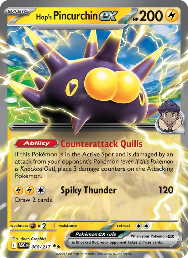Hop's Pincurchin ex Pokémon card