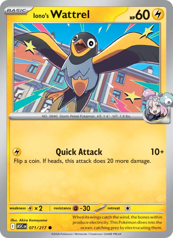 Iono's Wattrel Pokémon card