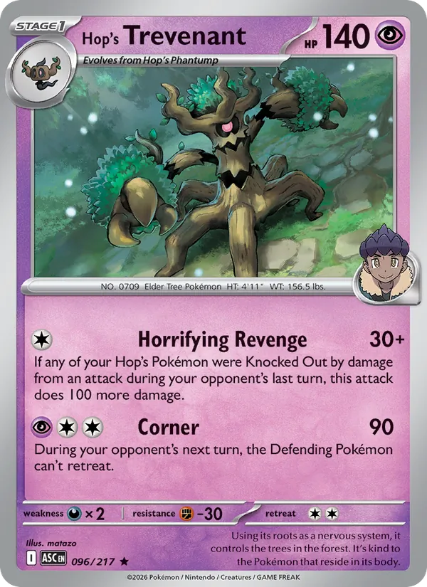 Hop's Trevenant Pokémon card