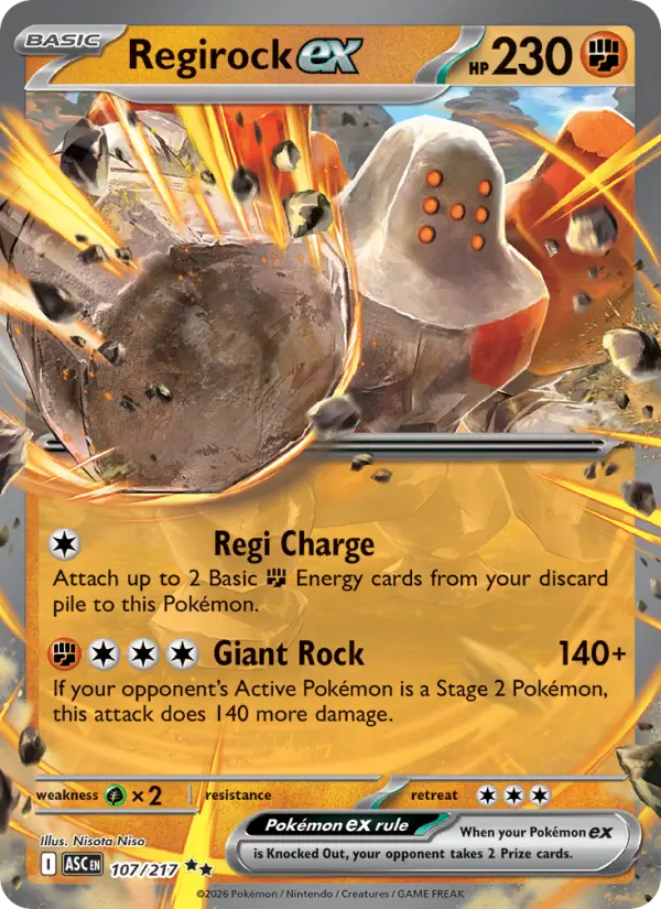 Regirock ex Pokémon card
