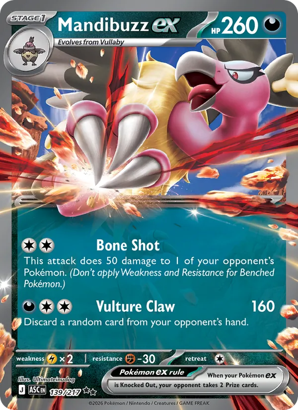 Mandibuzz ex Pokémon card