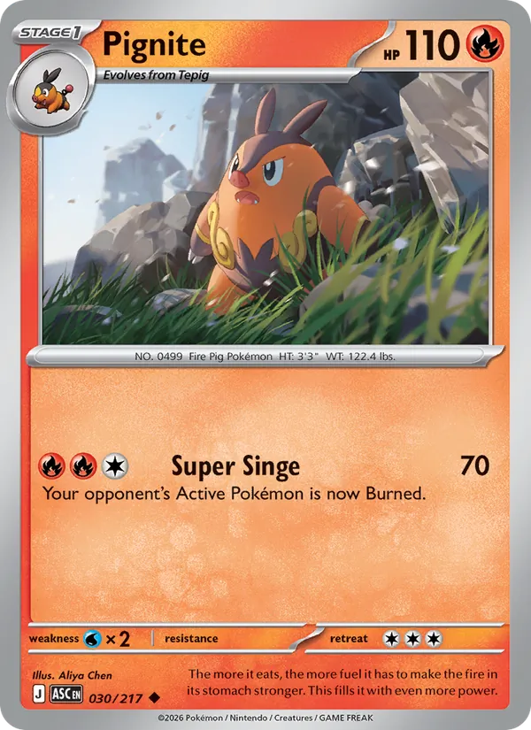 Pignite Pokémon card