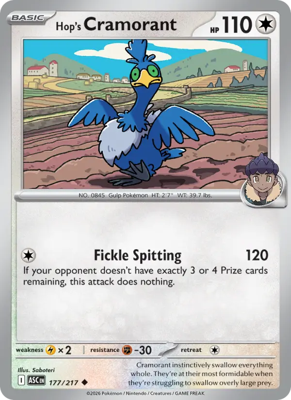 Hop's Cramorant Pokémon card