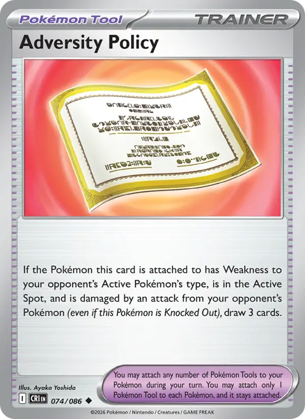 Adversity Policy Pokémon card