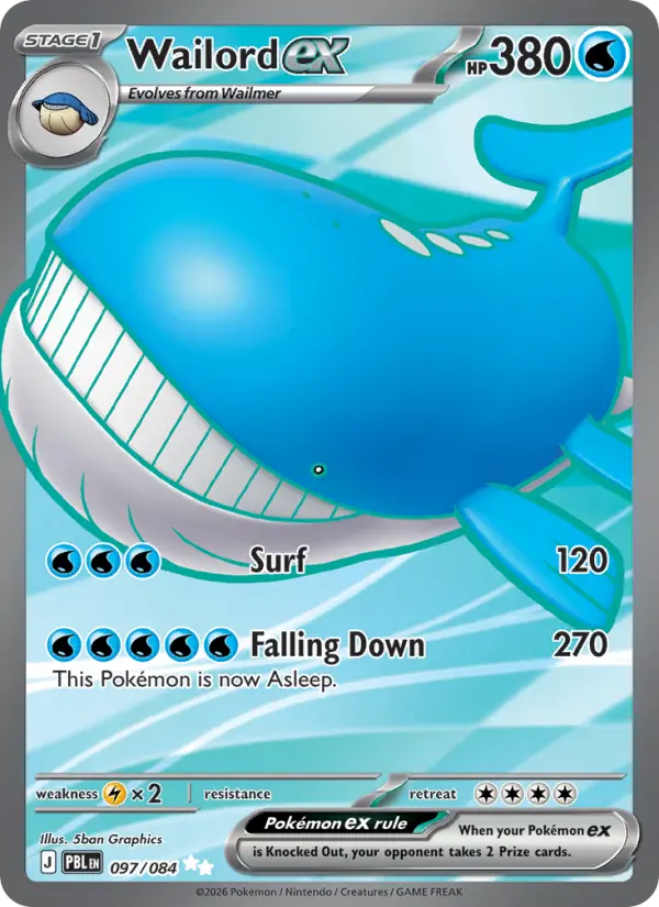 Wailord ex Pokémon card