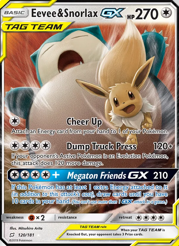 Eevee & Snorlax GX card