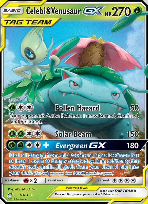 Celebi & Venusaur GX card
