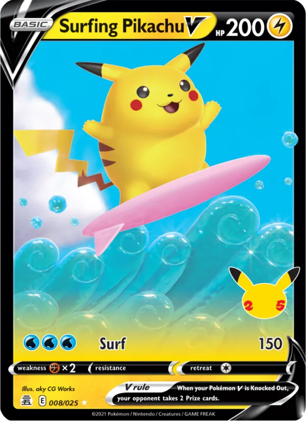 Surfing Pikachu V card