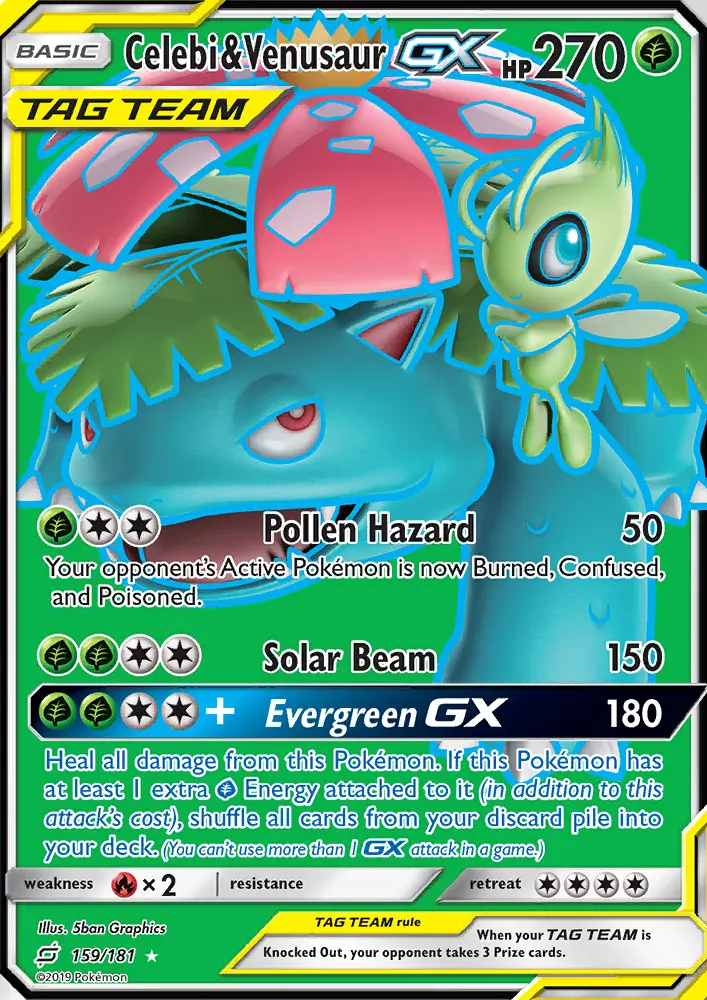 Celebi & Venusaur GX card