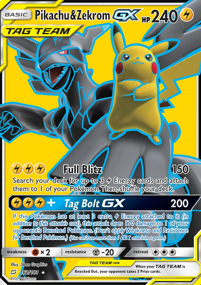 Pikachu & Zekrom GX card