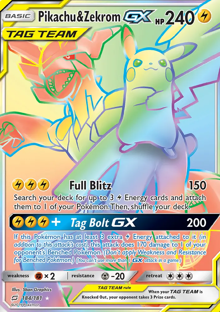 Pikachu & Zekrom GX card