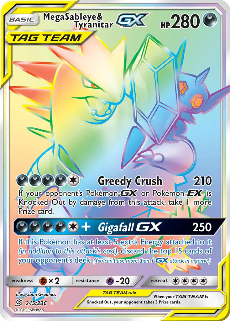 Mega Sableye & Tyranitar GX card
