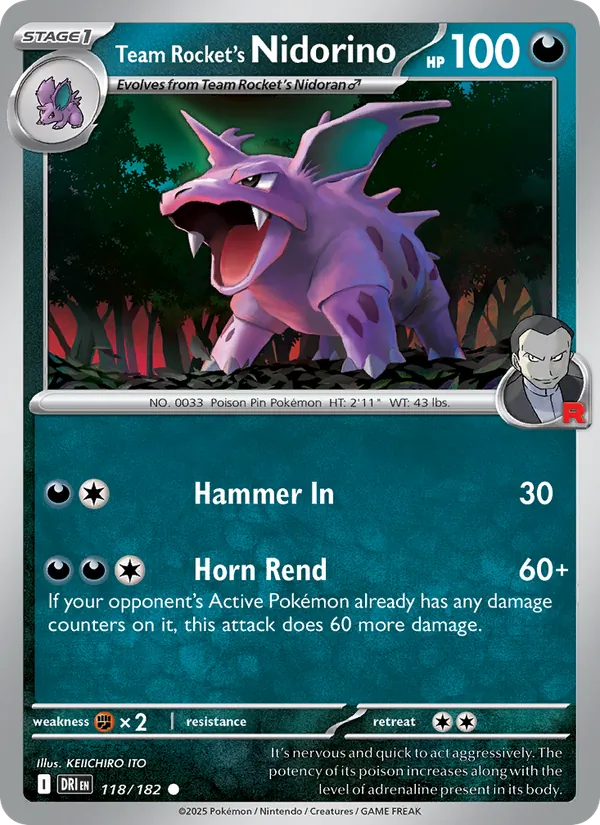 Team Rocket's Nidorino card