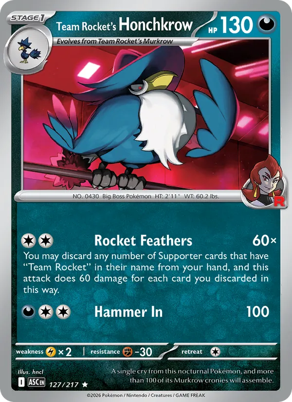 Team Rocket's Honchkrow card