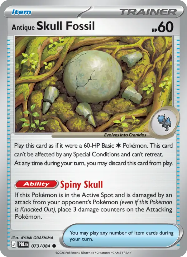 Antique Skull Fossil card