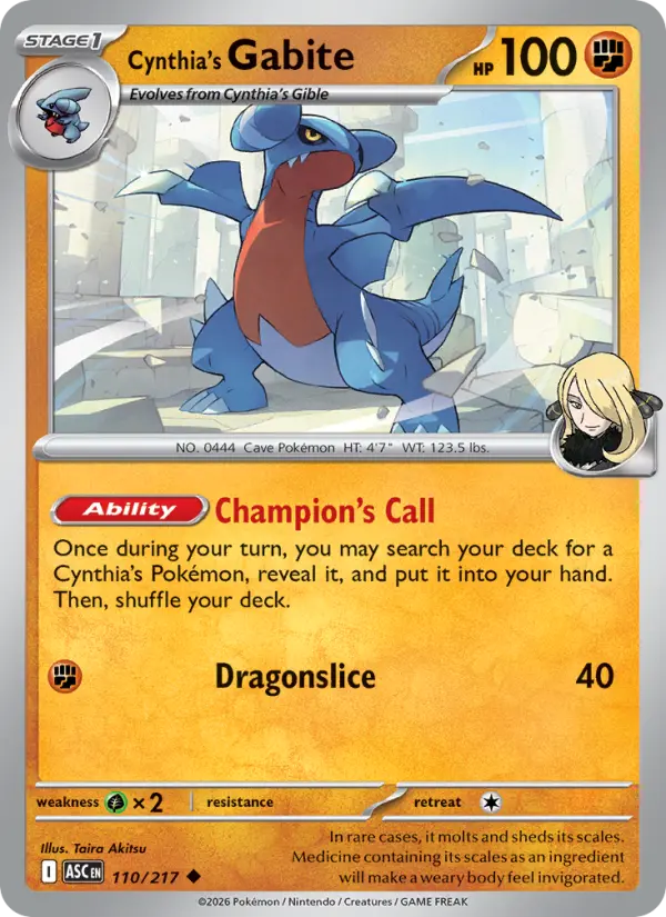 Cynthia's Gabite card
