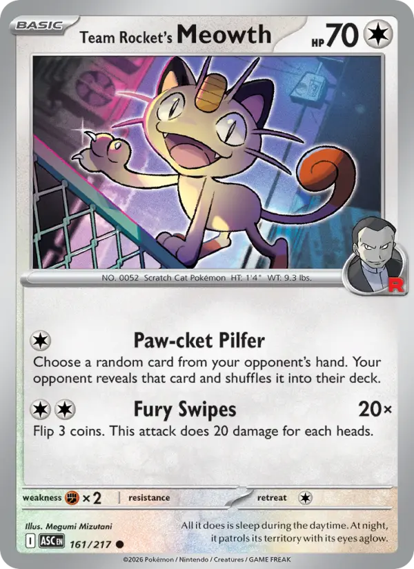 Team Rocket's Meowth card